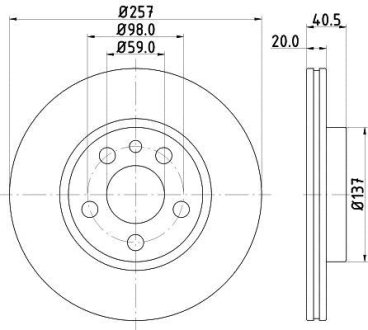 Диск гальмівний перед. Fiat Scudo 96- HELLA 8DD 355 105-621