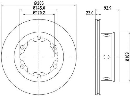 Гальмівний диск заднiй DB Sprinter Series (W906)/Sprinter Series (W903)/Sprinter Series (W904)/LT (95-06) HELLA 8DD 355 105-811