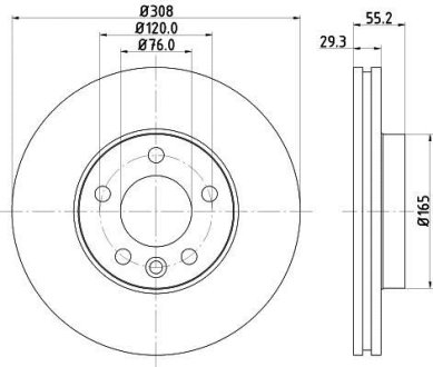 Диск тормозной перед. VW T-5 03-(308x29,5mm) 16" диск HELLA 8DD 355 109-661