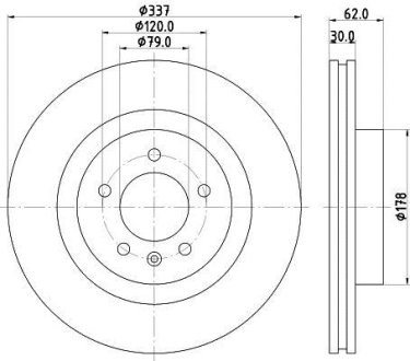 Гальмівний диск передній Land Rover Discoveri/Range Rover Sport 04- HELLA 8DD 355 111-481