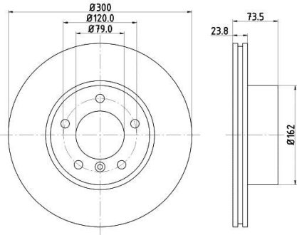 Диски тормозов. перед. BMW 1 (E87) 3 (E90) 05-> (300x24) HELLA 8DD 355 111-921