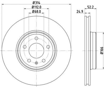 Диск гальмівний з покриттям PRO; передн. HELLA 8DD355113881