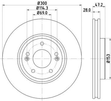 Диск гальмівний перед. Hyunday Sonata V 05-, i40 CW 11-, Kia Sportage 10- HELLA 8DD 355 114-511 (фото 1)