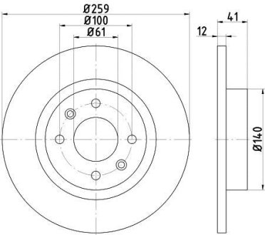 (з ABS)Гальм.диск перед. Dacia Logan 1.4/1.6 04- Renault Twingo 1.2 96- HELLA 8DD 355 115-271