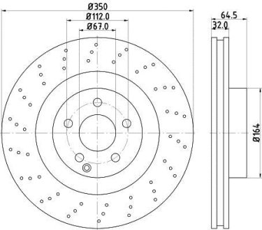 Диск тормозной перед. DB E-class (W211) E420CDI 06- HELLA 8DD 355 115-401