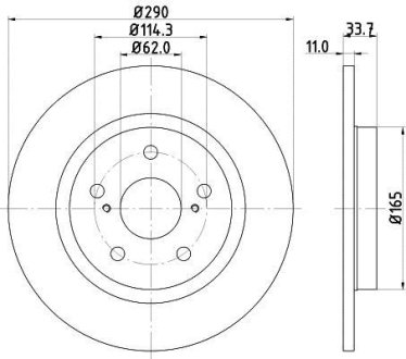 Диск тормозной задний Toyota Avensis 09- HELLA 8DD 355 116-121