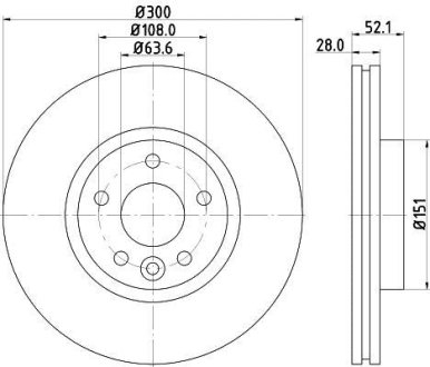 Гальмівний диск передній Ford Mondeo 1.6-2.5 03.07-01.15 HELLA 8DD 355 116-221