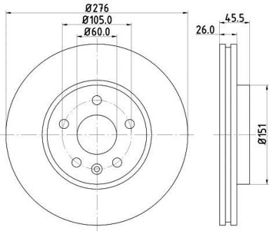 Гальмівний диск перед. Aveo/Cruze 11-/ Astra J 09- (276x26) HELLA 8DD 355 116-351