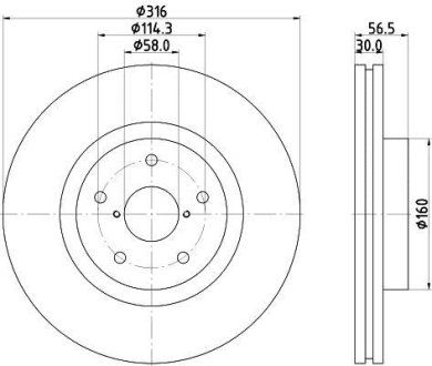 Гальмівний диск передній Subaru Tribeca 06- HELLA 8DD 355 116-361