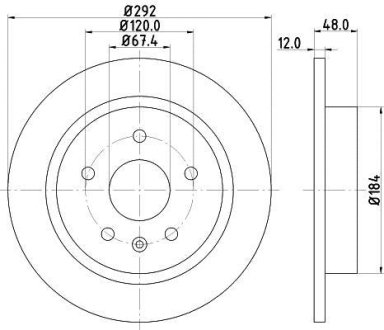 Гальмівний диск задн. Opel Insignia 08-, Saab 9-5 1.4-2.4 08- HELLA 8DD 355 116-831 (фото 1)