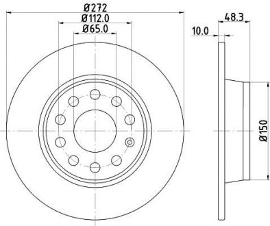 Диск гальмівний зад. (271.8x48,3) Audi A3 09-/Seat Leon 05- HELLA 8DD 355 116-971