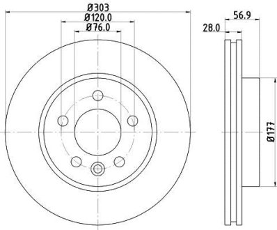 Диск тормозной передний VW Amarok 2010- HELLA 8DD 355 117-151