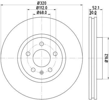 Диск тормозной передний Audi A4, A5, A6, 1,8-3,2, 09- HELLA 8DD 355 117-191