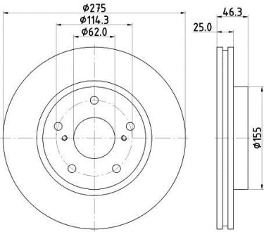 Диск тормозной перед, Toyota Prius/ RAV 4 III 1.8/2.4 05- HELLA 8DD 355 117-361