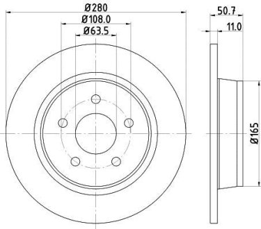 Гальмівний диск задн. Ford C-Max, 10- HELLA 8DD 355 118-211