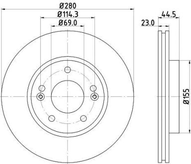 Тормозной диск передний Hyundai Creta, Elantra, I30, Kona, Veloster Kia Ceed 1.0-1.8 09.10- HELLA 8DD 355 118-371