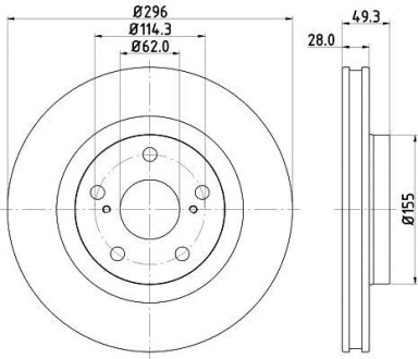 Тормозной диск перед. Auris/Prius/Raw4 06- HELLA 8DD355118-561