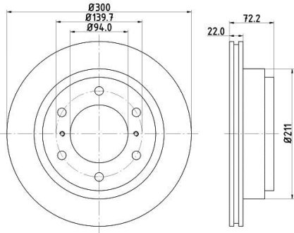 PRO MITSUBISHI Гальмівний диск задн. Pajero 00- HELLA 8DD 355 118-651 (фото 1)