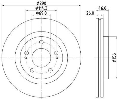 PRO MITSUBISHI гальмівний диск передн. Grandis 04- (290*26) HELLA 8DD 355 118-791