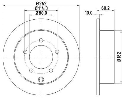 Диск гальмівний зад. Mitsubishi Eclipse II 96- Outlander 03-, Space Runner 99- HELLA 8DD 355 119-181