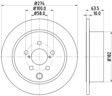 Гальмівний диск зад. SUBARU FORESTER 13- 274X10 HELLA 8DD 355 120-341