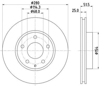 Диск тормозной передний Mazda 3 (BM) 13- HELLA 8DD 355 120-441