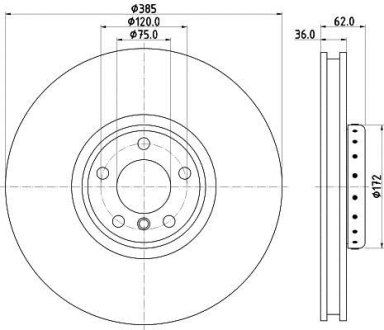 PRO HIGH CARBON BMW Гальмівний диск передн. правий X5 (E70), X5 (F15, F85), X6 (E71, E72) HELLA 8DD 355 120-731