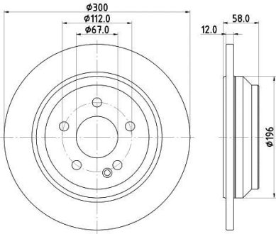 Диск тормозной зад. DB Vito (W447) 14- HELLA 8DD 355 122-441