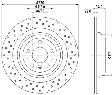 PRO HIGH CARBON DB диск гальмівний задн.GLE W166 11- HELLA 8DD 355 122-551