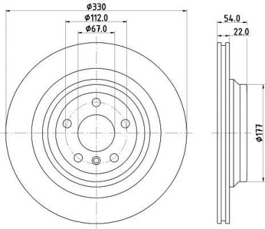 Диск гальмівний зад. (330mmx22mm) MERCEDES GLE W166 15- ML W166 11- HELLA 8DD 355 122-561