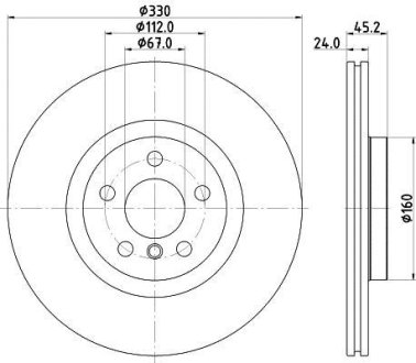 Диск тормозной передн. вентиль. BMW 2 F45 14- X1 F48 15- 330X24 V HELLA 8DD 355 122-641