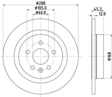 (16") Диск гальмівний задній Opel Astra K 1.0-1.6D 06.15- HELLA 8DD 355 122-741