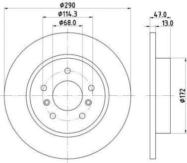 Диск гальмівний зад. NISSAN QASHQAI 13- RENAULT KADJAR 15- 290X13 HELLA 8DD 355 122-771