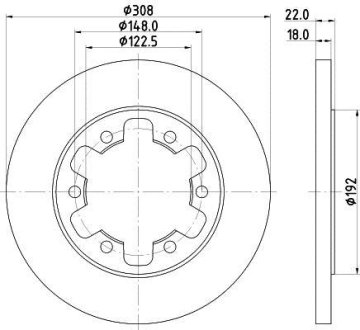 PRO FORD диск гальм. задн. TRANSIT 15- HELLA 8DD 355 122-831