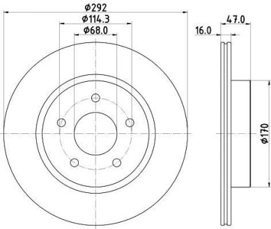 Тормозной диск Nissan X-Trail Renault Koleos II 04.14- HELLA 8DD 355 123-061