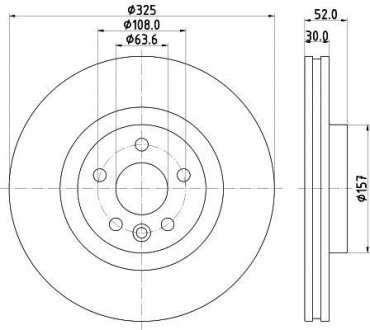 PRO LAND ROVER диск гальм. передній Range Rover Evoque 11-, Discovery Sport 14- HELLA 8DD 355 123-111