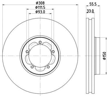 Диск тормозной передний Ford Transit 2.0, 2.2 TDCi 13- HELLA 8DD 355 123-131