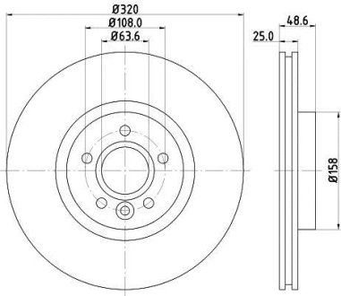 Диск тормозной перед. FORD KUGA II 13- TOURNEO CONNECT 15- TRANSIT CONNECT 13- HELLA 8DD 355 125-151