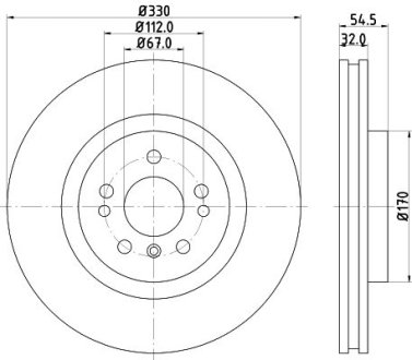 Диск тормозной перед. DB ML166 2.2D/3.0D/3.5 06.11-10.19 HELLA 8DD 355 126-301