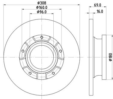 Тормозной диск зад.Ford Transit Custom V362, Transit V363 2.0D/2.2D 04.12- HELLA 8DD 355 126-591