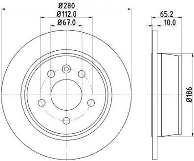 PRO HIGH CARBON DB диск гальмівний задн. Vito 95-03 (280*10) HELLA 8DD 355 127-241