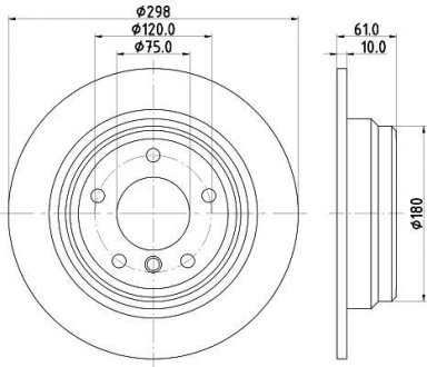 PRO HIGH CARBON BMW диск гальмівний задн. E39 2,0-2,5 (298*8,4) HELLA 8DD 355 127-271