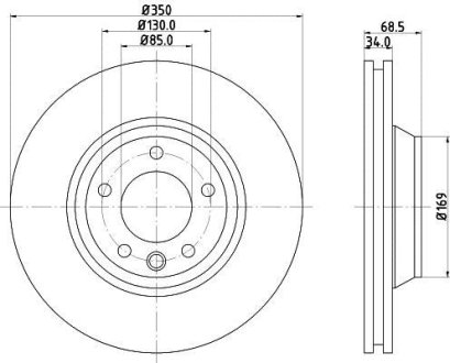 Диск гальмівний PRO High Carbon перед. лівий Audi Q7/VW Touareg/Porsce Cayenne 3.0TDI-6.0TDI 09.02- HELLA 8DD 355 128-061