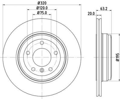 PRO HIGH CARBON BMW Диск гальмівний задн. (вентил.) 5-serie E60/61 HELLA 8DD 355 128-121 (фото 1)