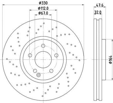 Диск тормозной (High Carbon) передний W220 4-matic HELLA 8DD 355 128-151