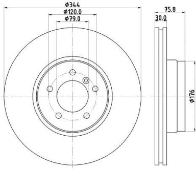 Диск гальмівний перед. Land Rover Range Rover 05- HELLA 8DD 355 128-381