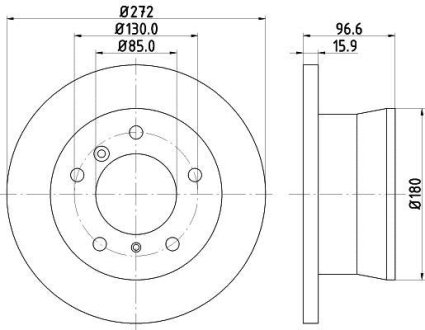 PRO HIGH CARBON DB диск гальмівний задній Sprinter, VW LT28-46 95- (272*16) HELLA 8DD 355 128-411