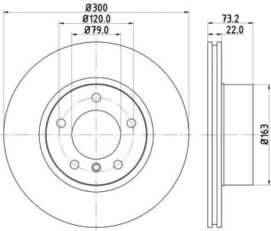 Гальмівний диск передній BMW 1/2/3/4 1,8-2,0 10- (300x22) HELLA 8DD 355 129-401