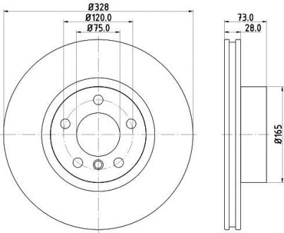 Диск тормозной (High Carbon) передний BMW X3 (F25) 2.0i-3.0D 10- HELLA 8DD 355 129-631