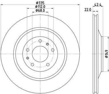 Тормозной диск зад. A8/Phaeton/Coninental 02- 3.0-6.0 (Нз PRO) HELLA 8DD355129-801